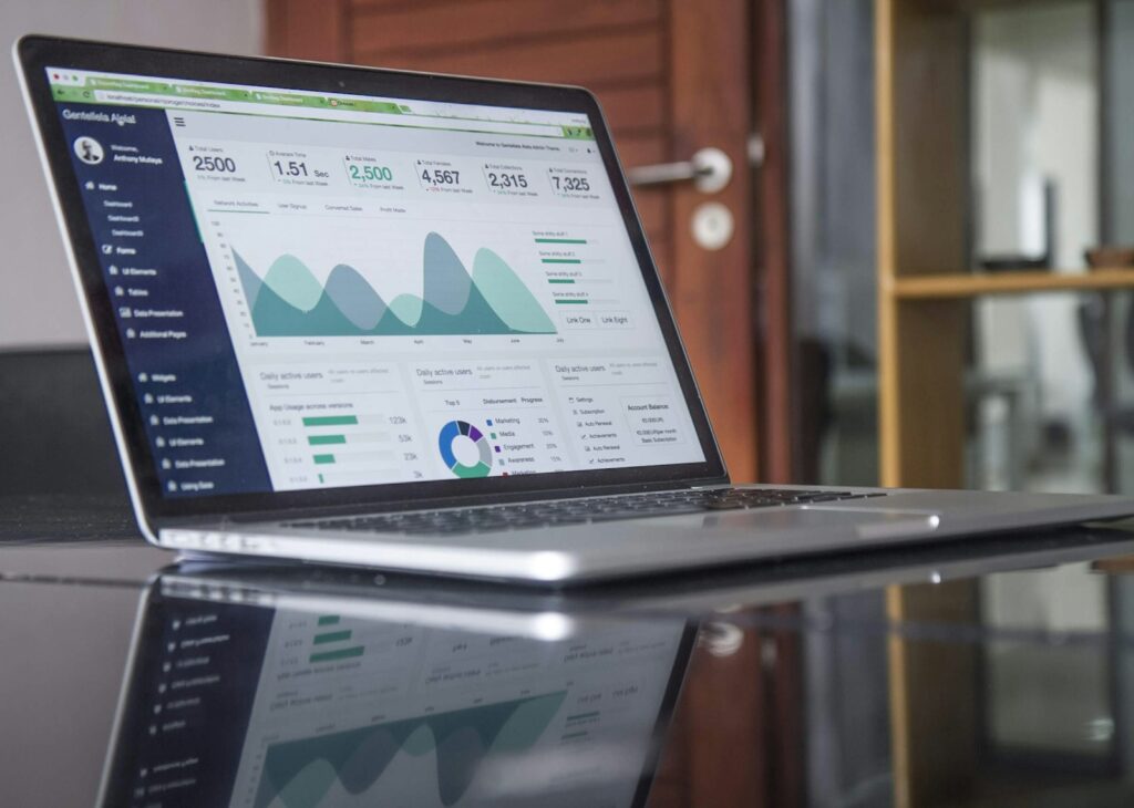 Google Ads and PPC campaign analytics on a laptop