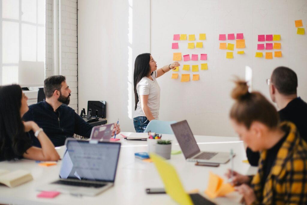 Marketing team planning promotional strategy in a meeting